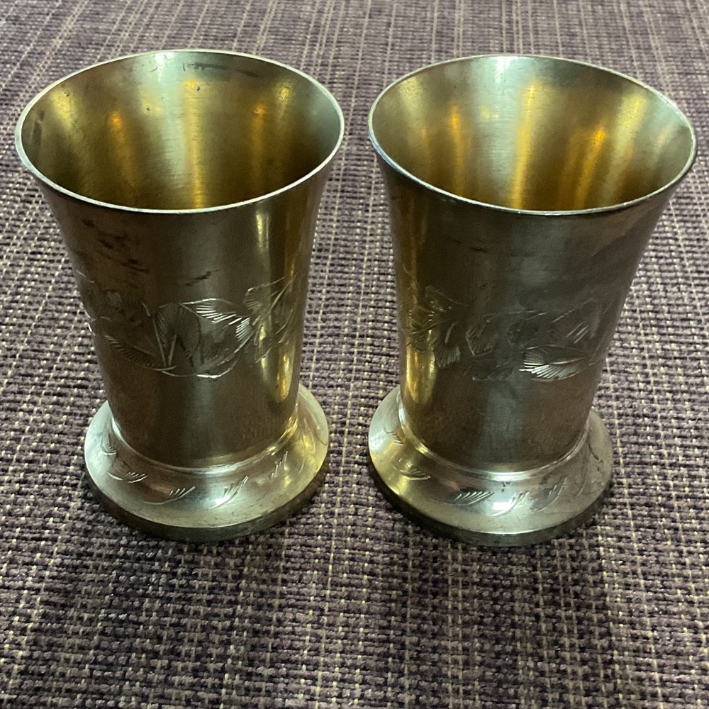 Engraved Brass Goblets